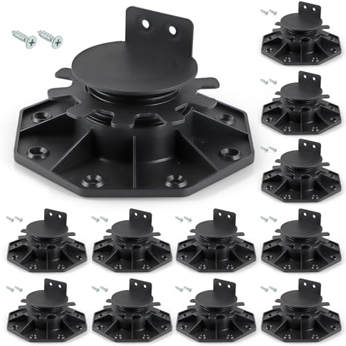 Fardtry 12 Pcs Joist Support Pedestals, Adjustable Plastic Pedestal Pavers Raising from 1-3/16