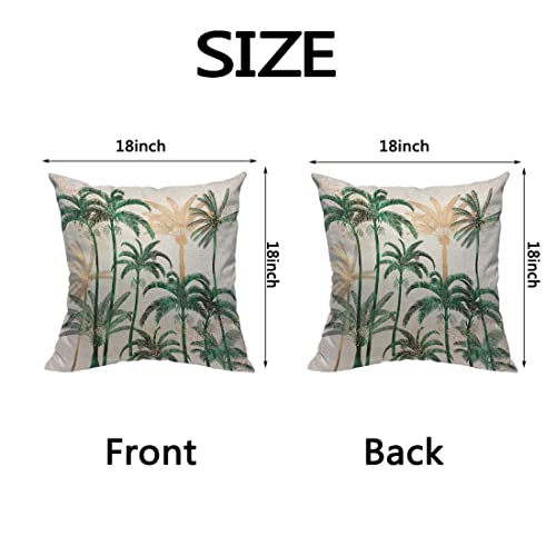 Yibeas Palm Tree Throw Pillow Covers 18 X 18 Inch Beautiful Gold Details Linen Pillow Cushion Cases Square Pillowcases For Sofa Couch Bedroom Living Room Car #TOP1