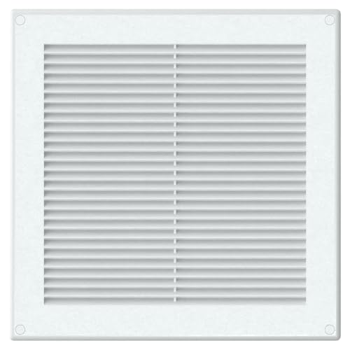 Awenta Grille d'aération en plastique avec filet anti-insectes et cache-trous de vis pour un meilleur look - Blanc - 300 x 300 mm