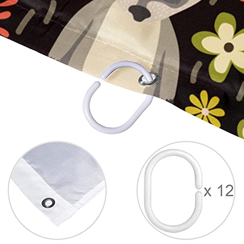 Rideau de douche raton laveur 183 cm en tissu imperméable