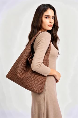 Image of MELOLILA Large Woven Tote Bag for Women Weave Purse Woven Leather Handbag