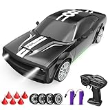 RC Drift Car 1:20 Macchina Telecomandata 2,4 GHz 4WD Auto Telecomandata 20 KM/H Auto da Corsa Telecomandata con fari da lavoro, 2 Batterie Ricaricabili,regalo per adulti e bambini (Nero)