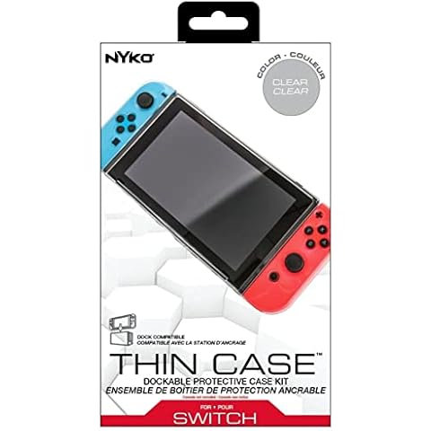 Nyko | Dockable, Thin ProtectiveHard Portable Travel Carry Shell Case with Tempered Glass Screen Protector for Nintendo Switch (Clear) Cover
