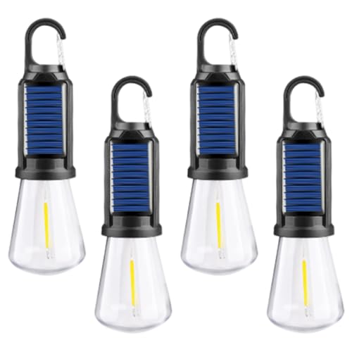4 ampoules LED solaires de camping rechargeables USB avec crochet