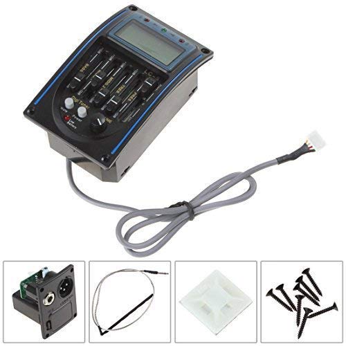 Image of Music Gallery 5 Band Eq Pre-Amp Equalizer Pickup, Acoustic Electric Guitar Preamplifier Tuner With LCD Tuner And Volume Control, Complete Kit