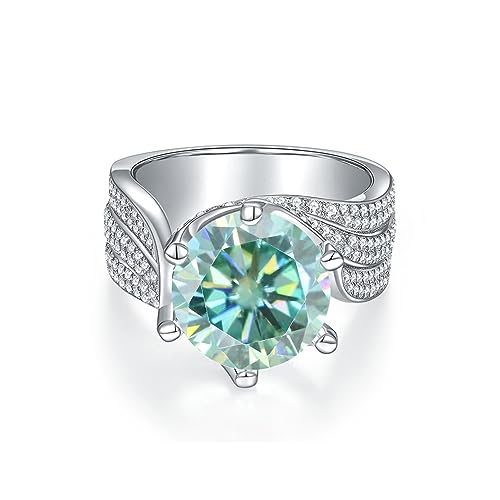 Bague en diamant bleu Moissanite 5ct ronde pour mariage femme
