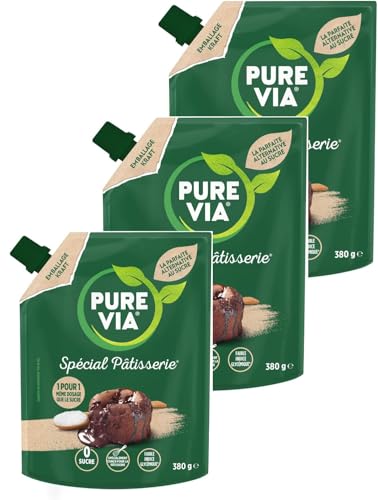 Pure Via - Spécial Pâtisserie - Alternative au sucre d’origine naturelle avec de la Gomme d'Acacia, 1 x 380 g (Lot de 3)