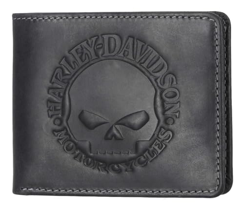 Harley-Davidson Men's Willie G Skull Logo Billfold Leather Wallet, Black2