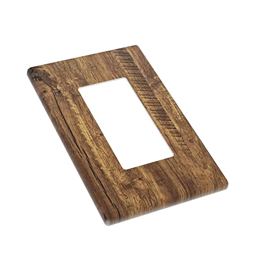 Rustic Wood Texture 1 Gang Light Switch Cover Decorative Single Rocker Wall Plate Electrical Outlet Cover Faceplate For Decor Kitchen Bedroom Bathroom 4.5" X 2.76" #TOP2