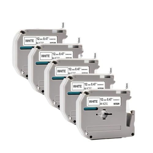 5PK 8PK 10PK MK231�����e�[�v12mm������������PT-90 PT-70 PT-65 PT-85���x���v�����^�[(5PK Black on White)
