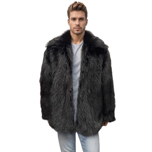 Colf Men's Winter Parka Coat Long Sleeve Turn Collar Faux