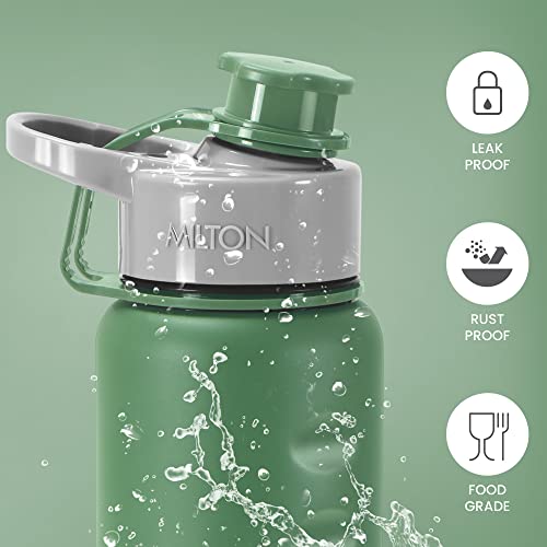 Image of MILTON Gripper 750 Stainless Steel Water Bottle, 750 ml, Green | Leak Proof | Easy Grip | Light Weight | Easy to Carry