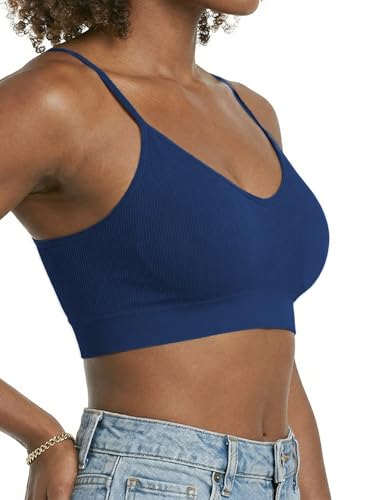 Image of ZENUTA 2Pack Padded Bralettes for Women, V-Neck Seamless Wireless Pull-On Bras with Removable Pads, Low-Impact