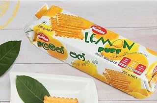 Munchee Puff Biscuits | Authentic Sri Lankan Flavour | 200g | (Lemon Puff, Pack of 12)