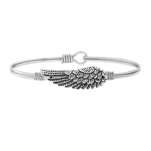 Luca + Danni Angel Wing Bangle Bracelet, Spiritual Jewelry Gift For Women, Girls, Wear As Single Or For Stacking - Brass Tone Size Petite Made In Usa #TOP2