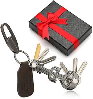 Compact Key Organizer Folding Key Holder with Inscription Leather Up to 10 Keys
