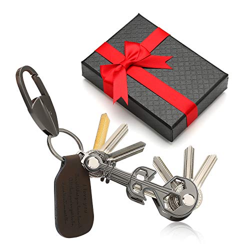 Compact Key Organizer Folding Key Holder with Inscription Leather Up to 10 Keys