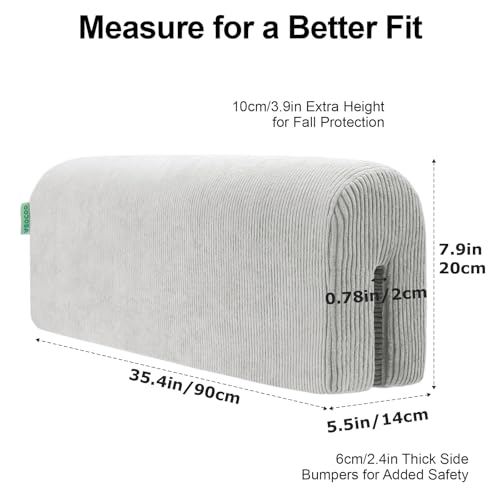AEOCOO Bed Bumper for Toddlers, Bunk Bed and Loft Bed Bumpers Protector, Premium Soft Memory Foam - Anti-bump | Fall Prevention | Increased Height, 90cm, Gray - Image 2