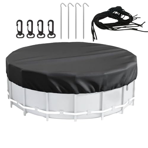 Piscina redonda Tarpaulin - Cubierta redonda de la piscina - Protección contra el polvo de la piscina - Cubierta impermeable de Oxford con protección UV y accesorios de fijación | Protección duradera