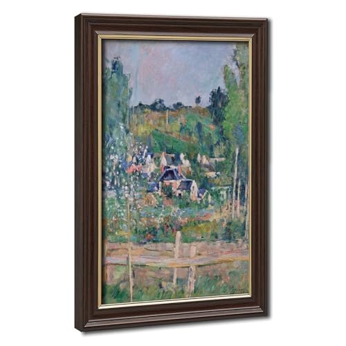 Toile Paul Cézanne Vue d'Auvers sur Oise cadre 20x30 cm décoration de bureau WCYB