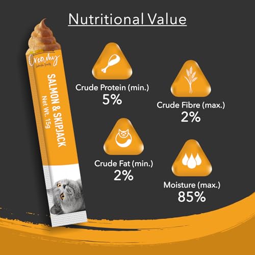 Image of Kitty YUMS Kitten & Adult Creamy Lickable Cat Treats 360g (15g x 24 Pieces) | Salmon & Skipjack Flavour | Rich in Protein | Taurine for Heart | Ideal for Training and Bonding | Promotes Hydration