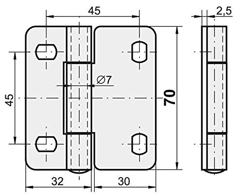 KOTARBAU® Blechscharnier 70 x 62 mm 2 St. Kistenband 2 Flügel Scharnier Gerollte Torscharnier für Sektionaltor Torband 2 Flügel Stift Stahl Verzinkt Robust