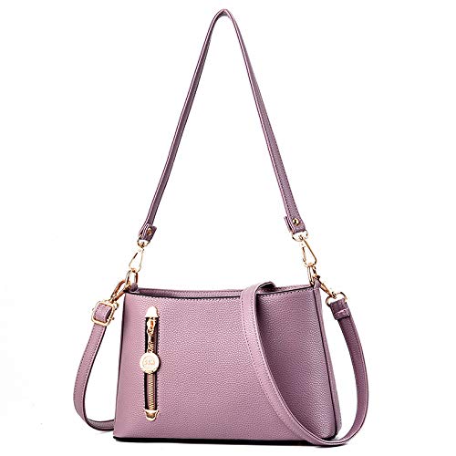 XINSA Sac multifonctionnel mode simple fermeture à glissière polyvalent sac de rangement multicouche sac à main sac de messager dames mode d'âge moyen mère sac à clés en cuir souple petit sac carré Cover