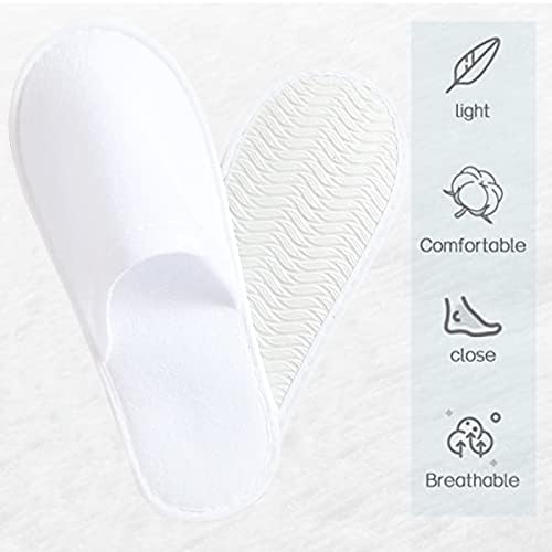 AhfuLife 10 Pairs Spa Slippers, Closed Toe White Hotel Guest Slippers for Spa, Bathroom, Party Guest and Travel, Fits Most Men and Women