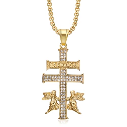 Collar con cruz de Christian Caravaca de acero titanio con acabado pulido