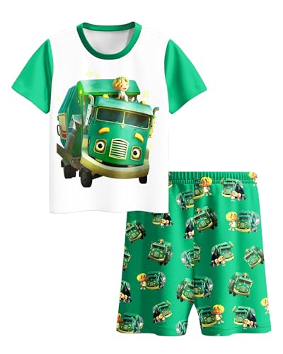 Difforever Boys Girls Cartoon Trash Shirt Shorts Truck Toddler Clothing Clothes Outfit Set Kids Birthday Party Wear