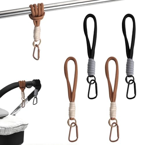 LOLANIUT Kinderwagen Haken 4 Stück – Kinderwagen Haken für Taschen mit Kinderwagenhaken & Haken Kinderwagen – Stark Belastbare Karabinerhaken Klein für Wickeltasche, Einkaufstaschen, Reisen, Alltag