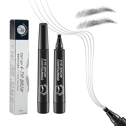 4 Tip Microblading Eyebrow Tattoo Pen | Waterproof Liquid Brow Definer with Micro Fork Tip | Natural Hair-Like Strokes | Long Lasting, Smudge Proof & Sweat Resistant | 1 Count, Black-image-6