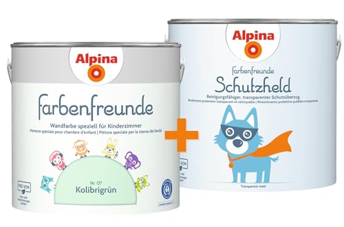Alpina Farbenfreunde Nr. 07 Kolibrigrün 2,5 Liter matt + Schutzheld 2,5 Liter transparent matt