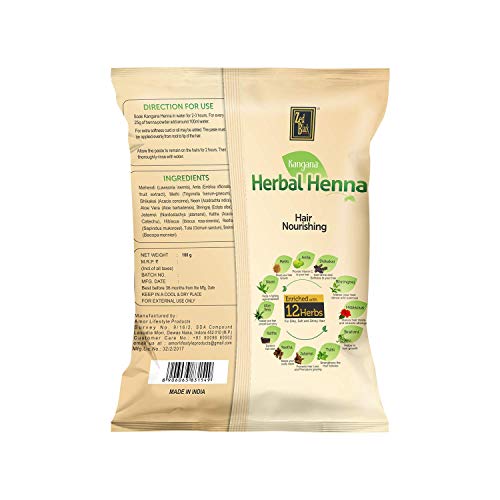 Kangana Herbal Henna Powder for Silky, Soft & Shiny Hair - 100% Natural Hair Color - 100 Grams (3.5 Oz)