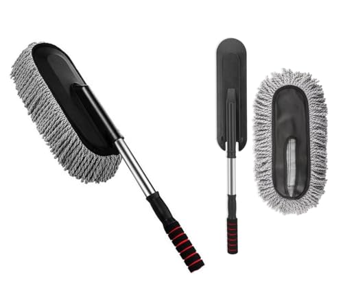 Image of paxcoo microfiber flexible duster car mop duster cleaning soft brush, car cleaning accessories,washing brush with long handle,dust wax mop car washing brush scratch free cleaning car multiple use home