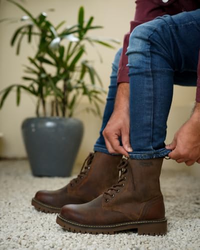 Image of Trip Machine Company Premium Leather Men's Motorcycle Riding Boots - Derby | 3 Point Protection | Ankle, Toe & Heal Protectors | CE Certified | Light Weight | Anti Slip Sole | Lifestyle Boots