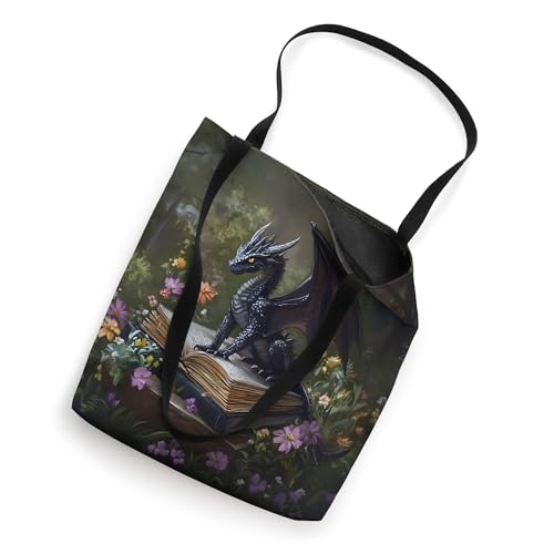Bolso Tote Fantasía Dragón con Libros y Flores miniatura 2