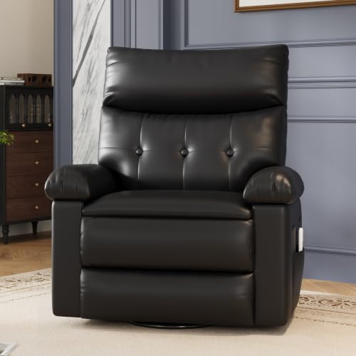 Image of GarveeHome Leather Manual Recliner Chair for Adults - Heat and Massage