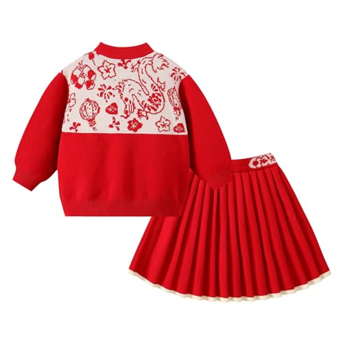 Image of Mud Kingdom Cute Little Girls Ribbed Knit Cardigan Skirt Set School Style