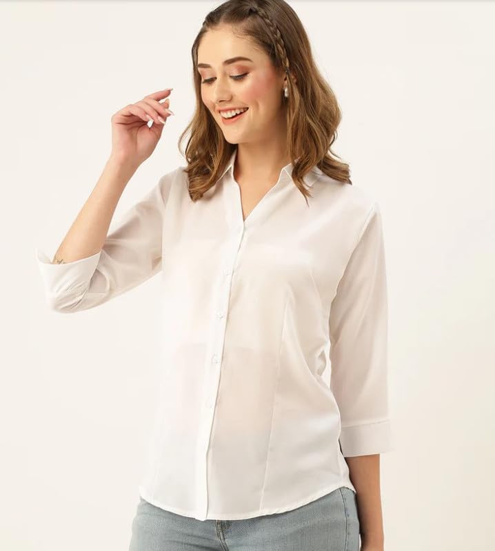 Image of Keenuu Formal Coller 3 /4 Sleeve Soft Comfortable Leightweight Georggete Women Trendy Formal Shirts (Pack of 1).