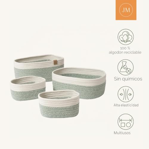Canastas de almacenamiento de cuerda de algodón, cestas decorativas de baño, 4 ud 4