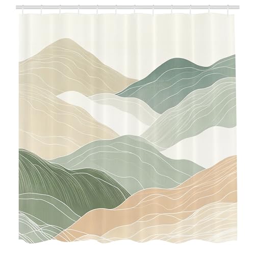 ABAKUHAUS Neutral Duschvorhang, Abstrakte Bleistiftmalerei der Berge...
