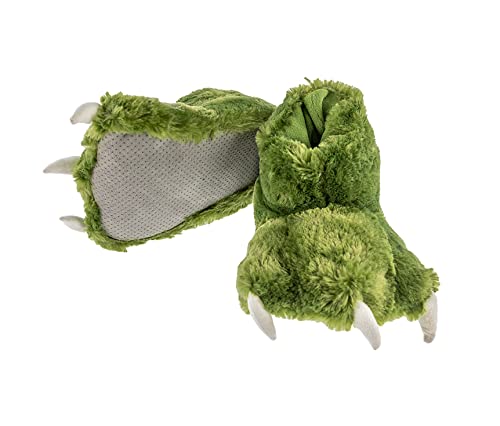 Lazy One Animal Paw Slippers for Kids and Adults, Fun Costume for Kids, Cozy Furry Slippers, Dinosaur (Green, Medium)