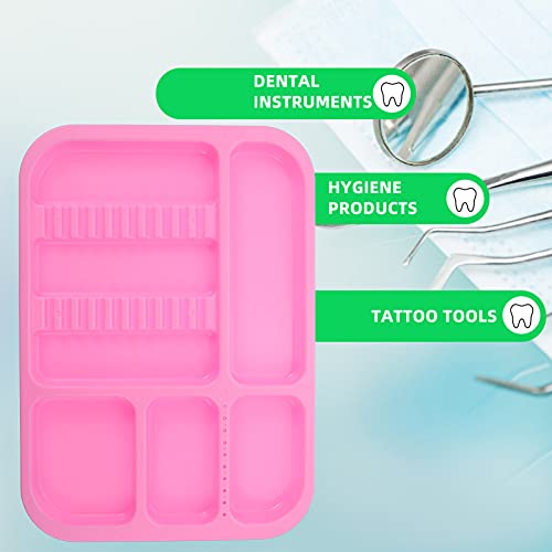 Healifty Instrument Tray Dental Dentist Instrument Tray Autoclavable Tray Plastic Tray Divided Separate Tray Pink #TOP5
