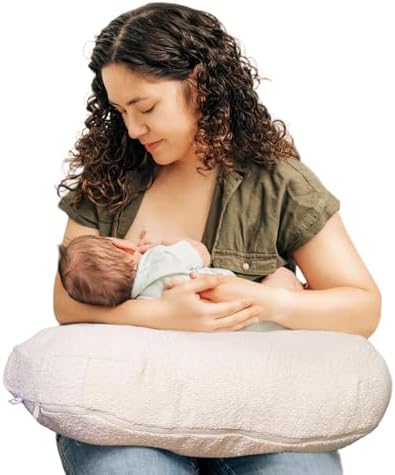 Boppy Nursing Pillow - Ergonomic Bottle & Breastfeeding Pillow with High, Firm, Large Area, Water-Repellent Cushion with Washable Cover; Baby Safety Alliance Verified - Oatmeal Boucle