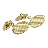 9ct Gold Engine Turned Oval Cufflinks