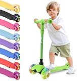 ROUES LED VIBRANTES POUR LA SÉCURITÉ NOCTURNE : Équipée de lumières LED intégrées dans les roues en PU (roue avant : 12 cm x 2,4 cm, roues arrière : 8 cm x 2,4 cm), cette trottinette s'illumine à chaque tour, ajoutant de l'excitation et améliorant la visibilité pendant les promenades en soirée. Parfait pour les parents soucieux de la sécurité qui veulent que leurs enfants s'amusent et soient visibles après le crépuscule.