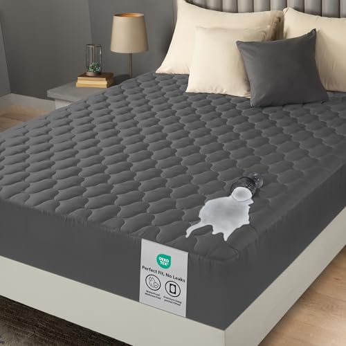 Utopia Bedding Waterproof Mattress Protector, King Mattress Pad, Quilted Fitted Cover Stretches up to 16 Inches Deep (Grey)
