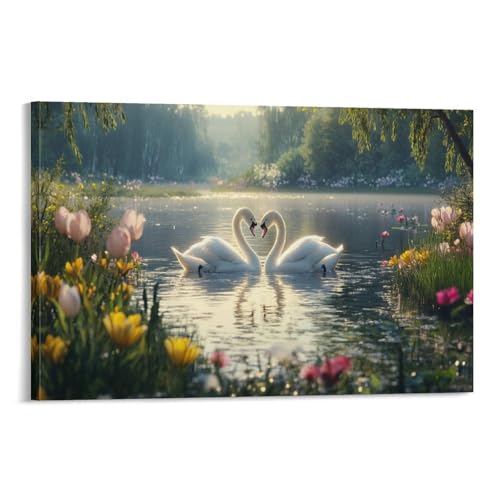 Impression ouvrages d'art toile de cygne pour une maison douce et accueillante