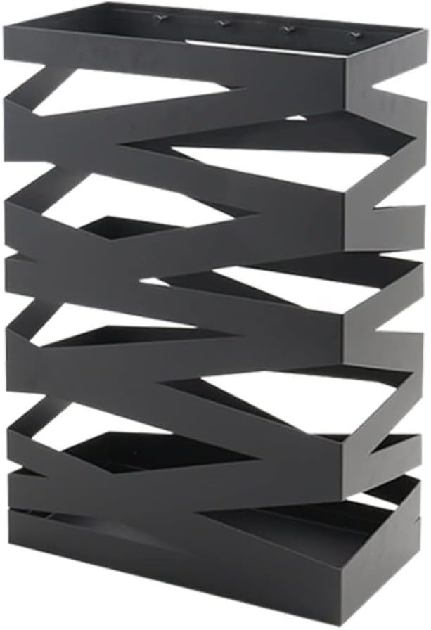 Metal Umbrella Stand with Hooks, Rectangular Design for Hotels & Restaurants, Stylish Black Umbrella nizer - Durable and Modern Portaombrelli.